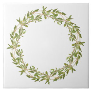 THYME WREATH 6" Ceramic Tile