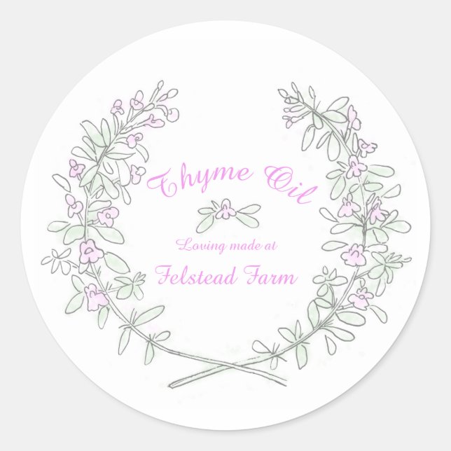 Thyme wreath art Thyme oil sticker (Front)