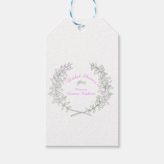 Thyme wreath bridal shower gift tag (Front)