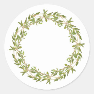 THYME WREATH Large Round Stickers