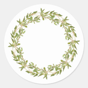 THYME WREATH Small Round Stickers
