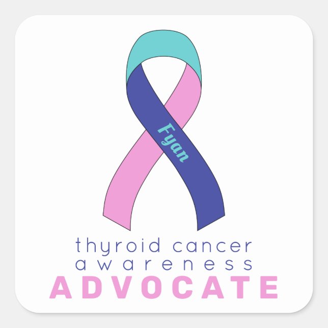 Thyroid Cancer Advocate White Square Sticker (Front)