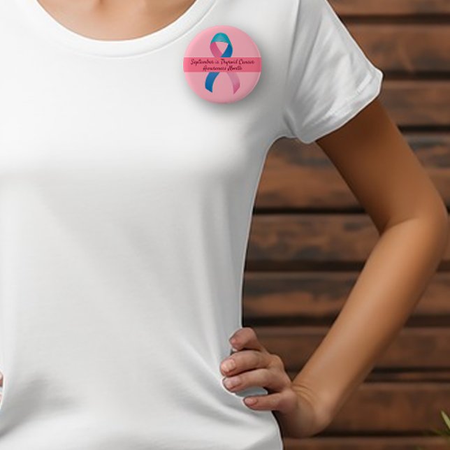Thyroid Cancer Awareness Blue, Pink, Teal Button (Creator Uploaded)