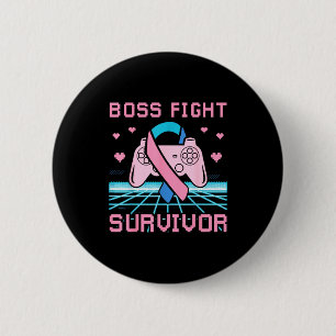 Thyroid Cancer Awareness Boss Fight Survivor Gamer 6 Cm Round Badge