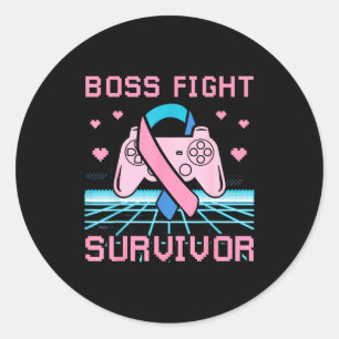 Thyroid Cancer Awareness Boss Fight Survivor Gamer Classic Round Sticker