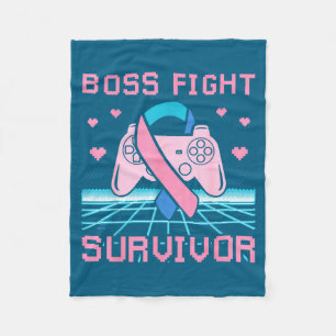 Thyroid Cancer Awareness Boss Fight Survivor Gamer Fleece Blanket