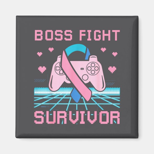 Thyroid Cancer Awareness Boss Fight Survivor Gamer Magnet (Front)