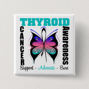 Thyroid Cancer  Awareness Butterfly 15 Cm Square Badge