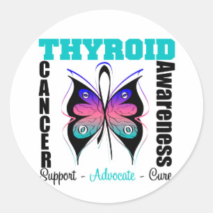 Thyroid Cancer  Awareness Butterfly Classic Round Sticker
