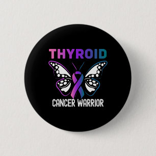 Thyroid Cancer Awareness Butterfly Ribbon 6 Cm Round Badge