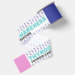 Thyroid Cancer Awareness Pattern Ribbon Grosgrain Ribbon