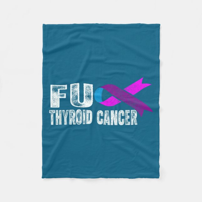 Thyroid Cancer Awareness Retro Thyroid Cancer Surv Fleece Blanket (Front)