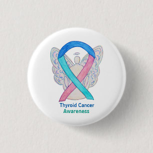 Thyroid Cancer Awareness Ribbon Angel Button Pins