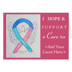 Thyroid Cancer Awareness Ribbon Art Greeting Cards