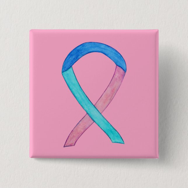Thyroid Cancer Awareness Ribbon Custom Button Pins (Front)