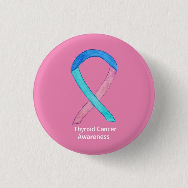 Thyroid Cancer Awareness Ribbon Custom Button Pins (Front)