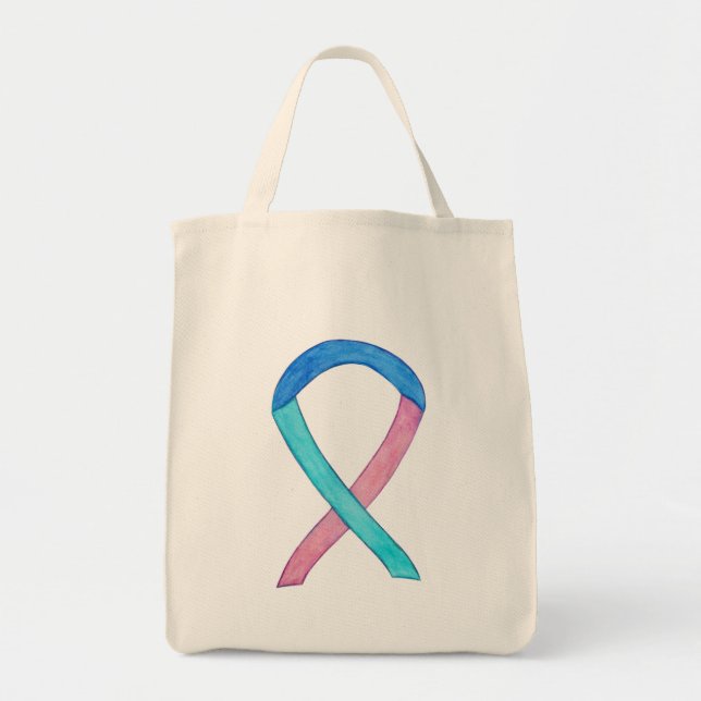 Thyroid Cancer Awareness Ribbon Custom Tote Bag (Front)