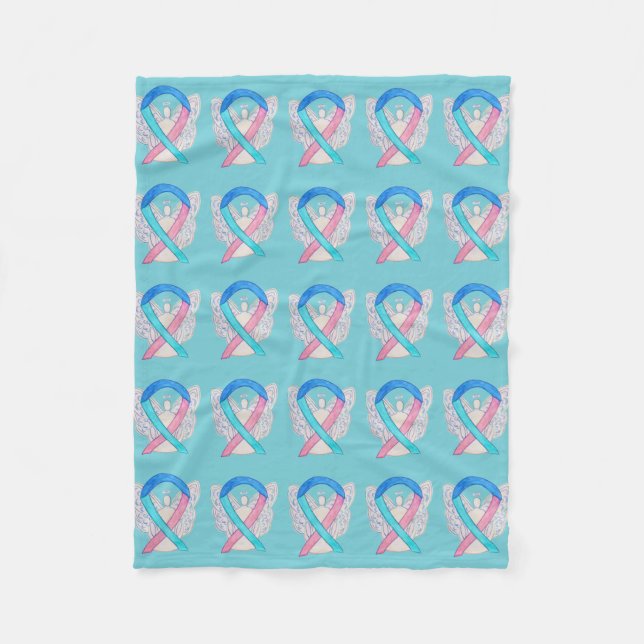 Thyroid Cancer Awareness Ribbon Fleece Blankets (Front)