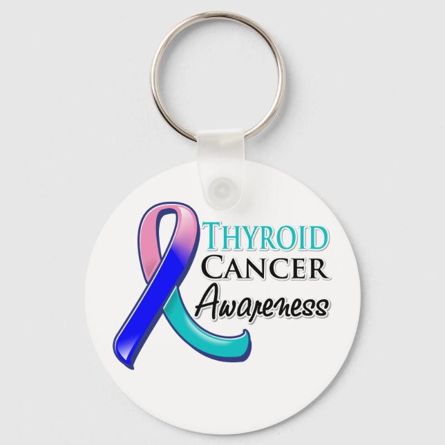 Thyroid Cancer Awareness Ribbon Key Ring (Front)