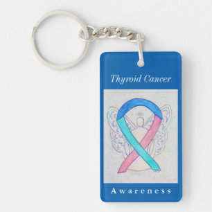 Thyroid Cancer Awareness Ribbon Keychain