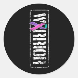 Thyroid Cancer Awareness - Sideways Military Classic Round Sticker