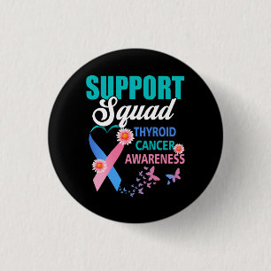 Thyroid Cancer Awareness Support Squad Pink Blue R 3 Cm Round Badge