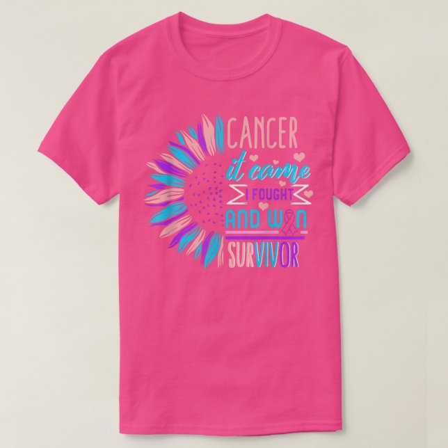 Thyroid Cancer Awareness Survivor Sunflower Thyroi T-Shirt (Design Front)