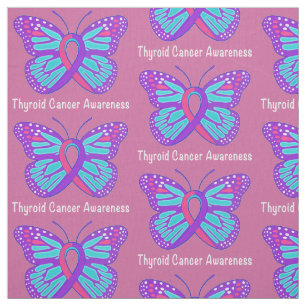 Thyroid Cancer Butterfly Awareness Ribbon Fabric