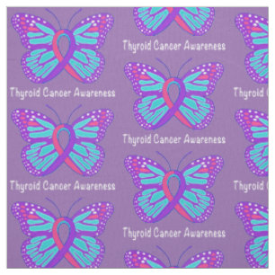 Thyroid Cancer Butterfly Awareness Ribbon Fabric