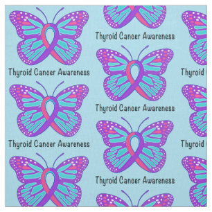 Thyroid Cancer Butterfly Awareness Ribbon Fabric