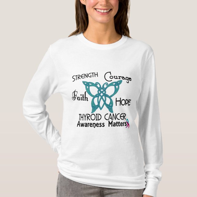 Thyroid Cancer Celtic Butterfly 3 T-Shirt (Front)