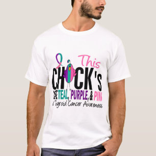 Thyroid Cancer Chick Gone Teal, Purple, and Pink T-Shirt