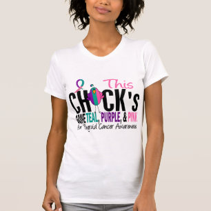 Thyroid Cancer Chick Gone Teal, Purple, and Pink T-Shirt