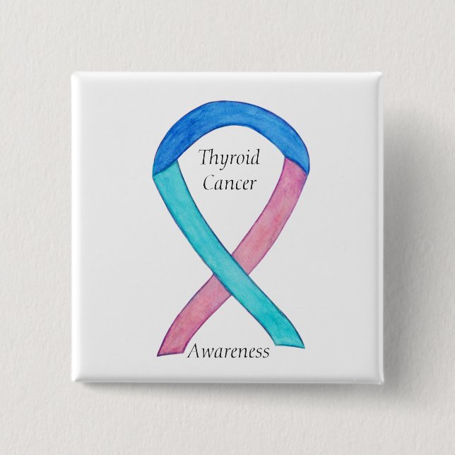 Thyroid Cancer Custom Awareness Ribbon Pins (Front)