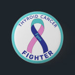 Thyroid Cancer Fighter Ribbon White Button<br><div class="desc">Thyroid Cancer Fighter Ribbon White Button for awareness and support for people fighting thyroid cancer.</div>
