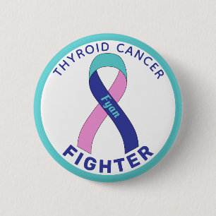 Thyroid Cancer Fighter Ribbon White Button