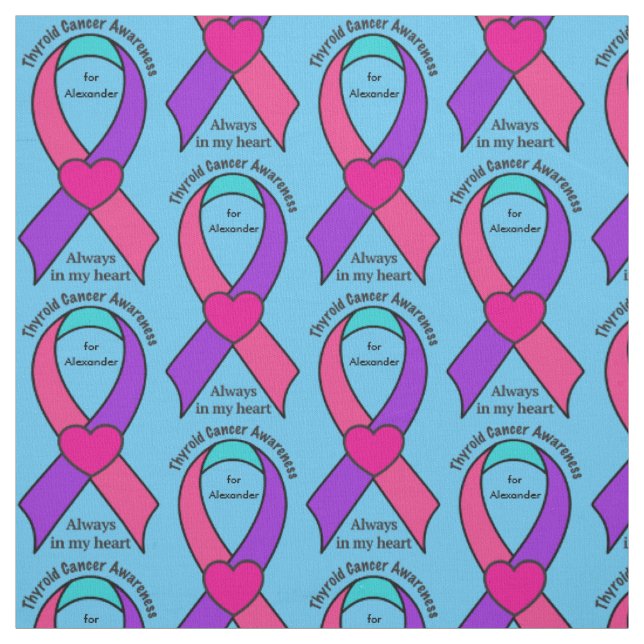 Thyroid Cancer Heart Customisable Awareness Ribbon Fabric (Swatch)