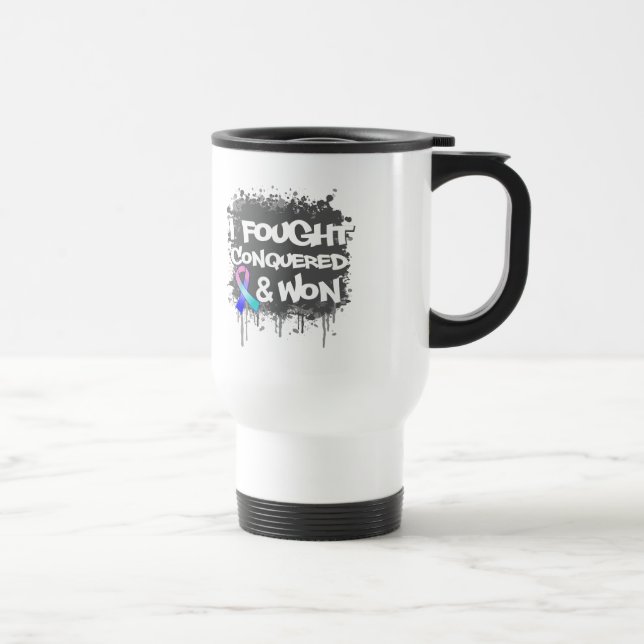 Thyroid Cancer I Fought Conquered Won Travel Mug (Right)