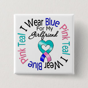 Thyroid Cancer I Wear Heart Ribbon For Girlfriend 15 Cm Square Badge