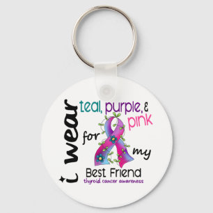Thyroid Cancer I Wear Ribbon For My Best Friend 43 Key Ring