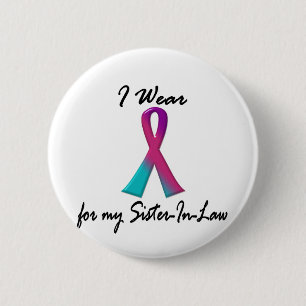 Thyroid Cancer I WEAR THYROID RIBBON Sister-In-Law 6 Cm Round Badge