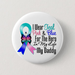 Thyroid Cancer Ribbon Hero My Daddy 6 Cm Round Badge
