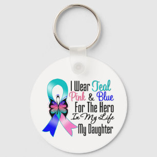 Thyroid Cancer Ribbon Hero My Daughter Key Ring