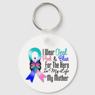 Thyroid Cancer Ribbon Hero My Mother Key Ring