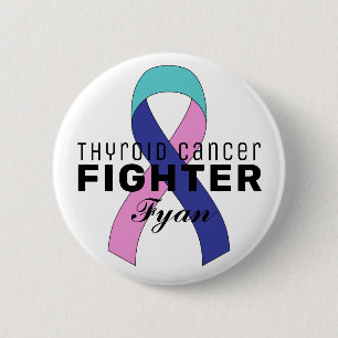 Thyroid Cancer Ribbon White Button