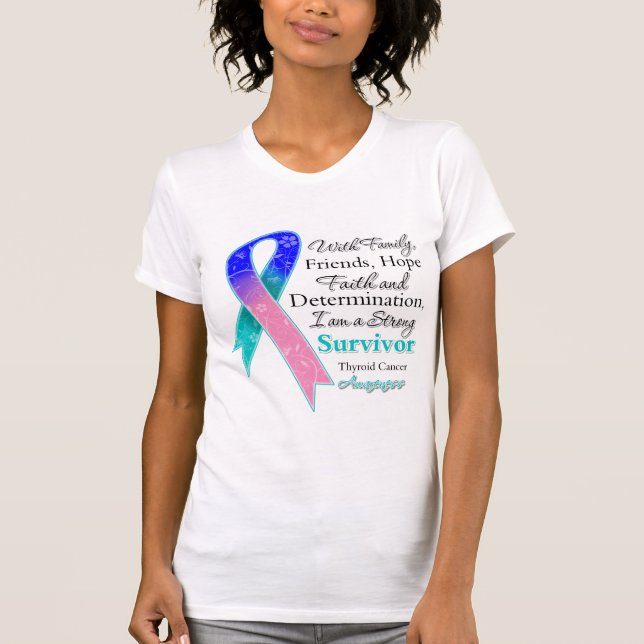 Thyroid Cancer Support Strong Survivor T-Shirt (Front)