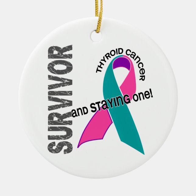 Thyroid Cancer Survivor 1 Ceramic Tree Decoration (Front)