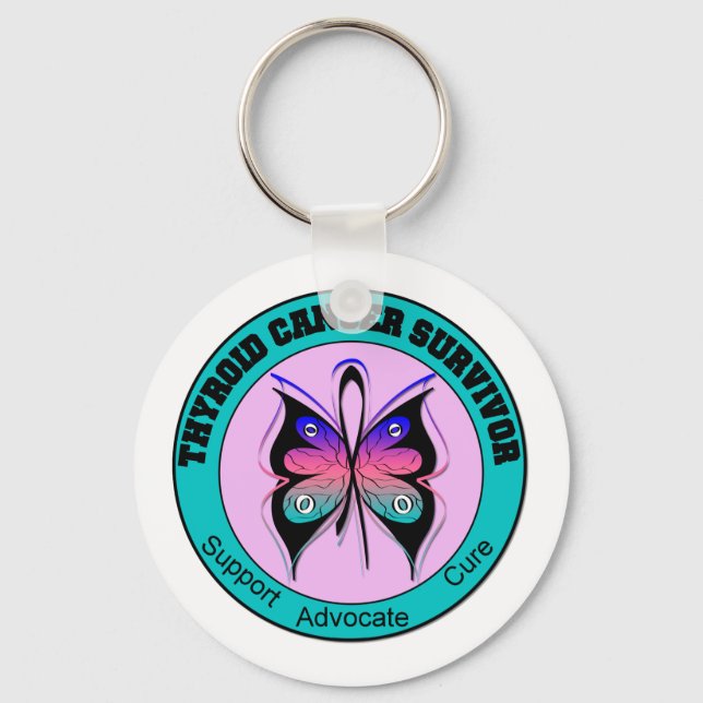 Thyroid Cancer Survivor Butterfly Key Ring (Front)