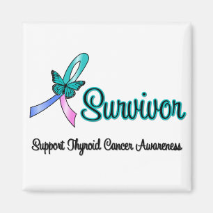 Thyroid Cancer Survivor Ribbon Butterfly Magnet