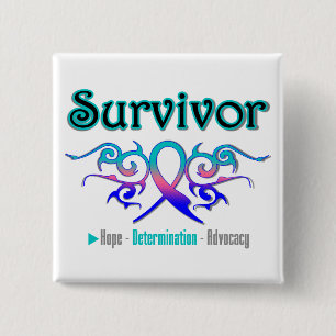 Thyroid Cancer Survivor Tribal Ribbon 15 Cm Square Badge